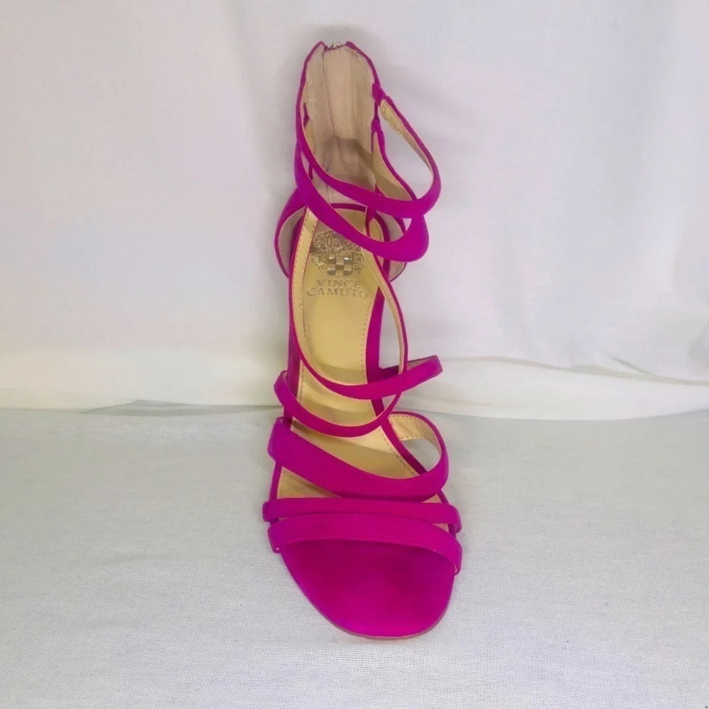 Vince Camuto Bunniva Strappy Suede Sandals Dragonfruit color Size 10M - Picture 12 of 13